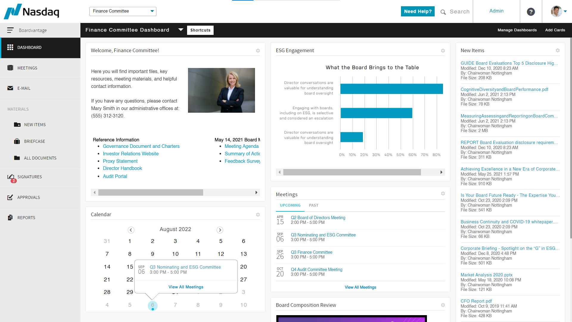 screenshot of Nasdaq Boardvantage